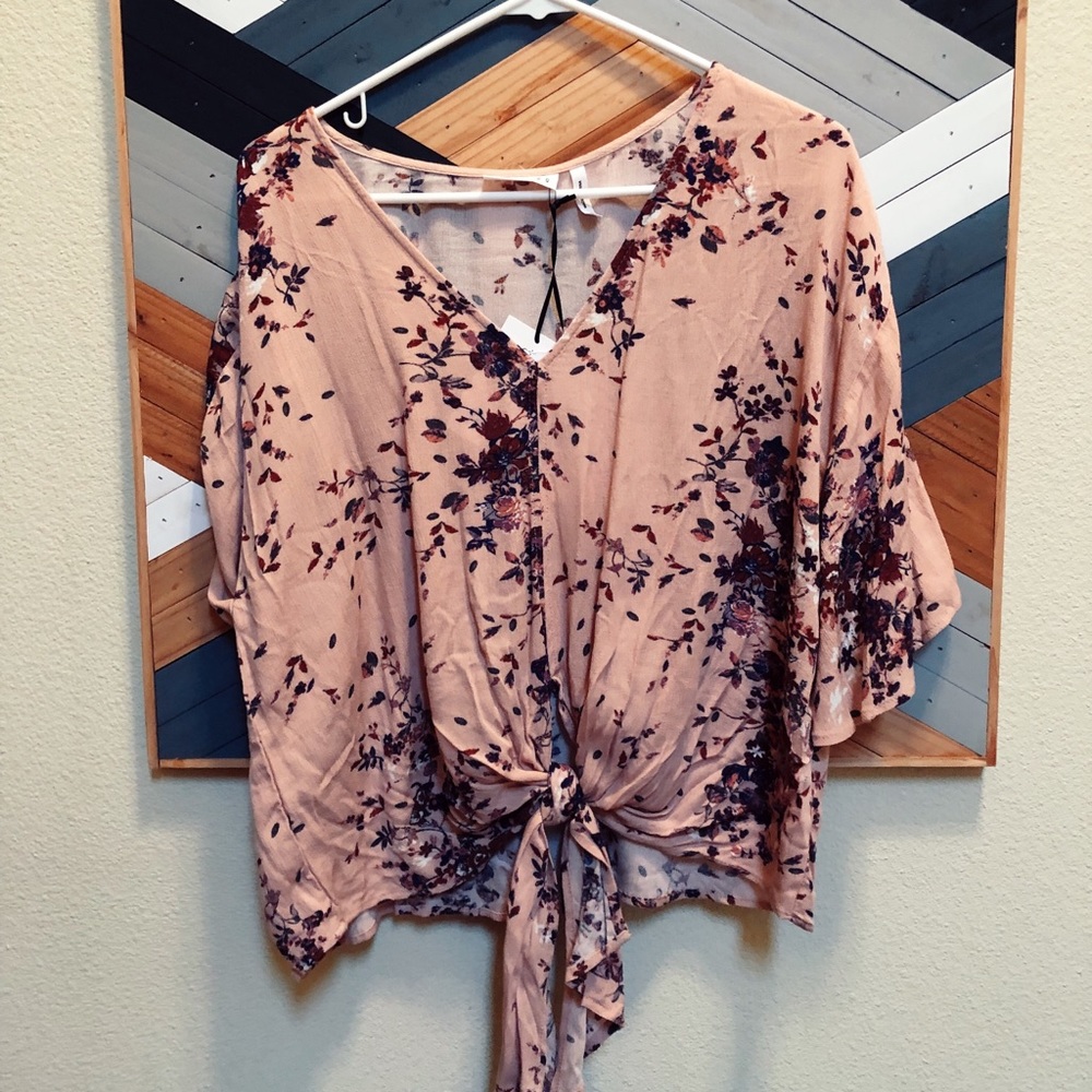 LUQ Rhee tie front top shirt